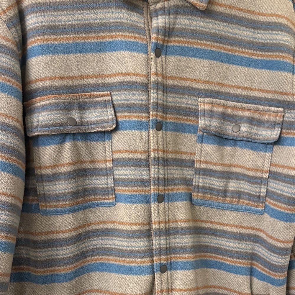 ** Volcom ** men’s Sherpa jacket voyager Striped Blue and Gray - Large Jacket - Picture 6 of 10